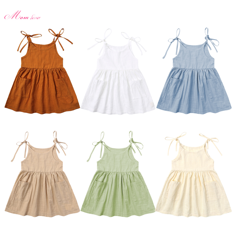 rapaza’ Vestido sólido sen mangas Mini vestidos Vestido de verán de praia