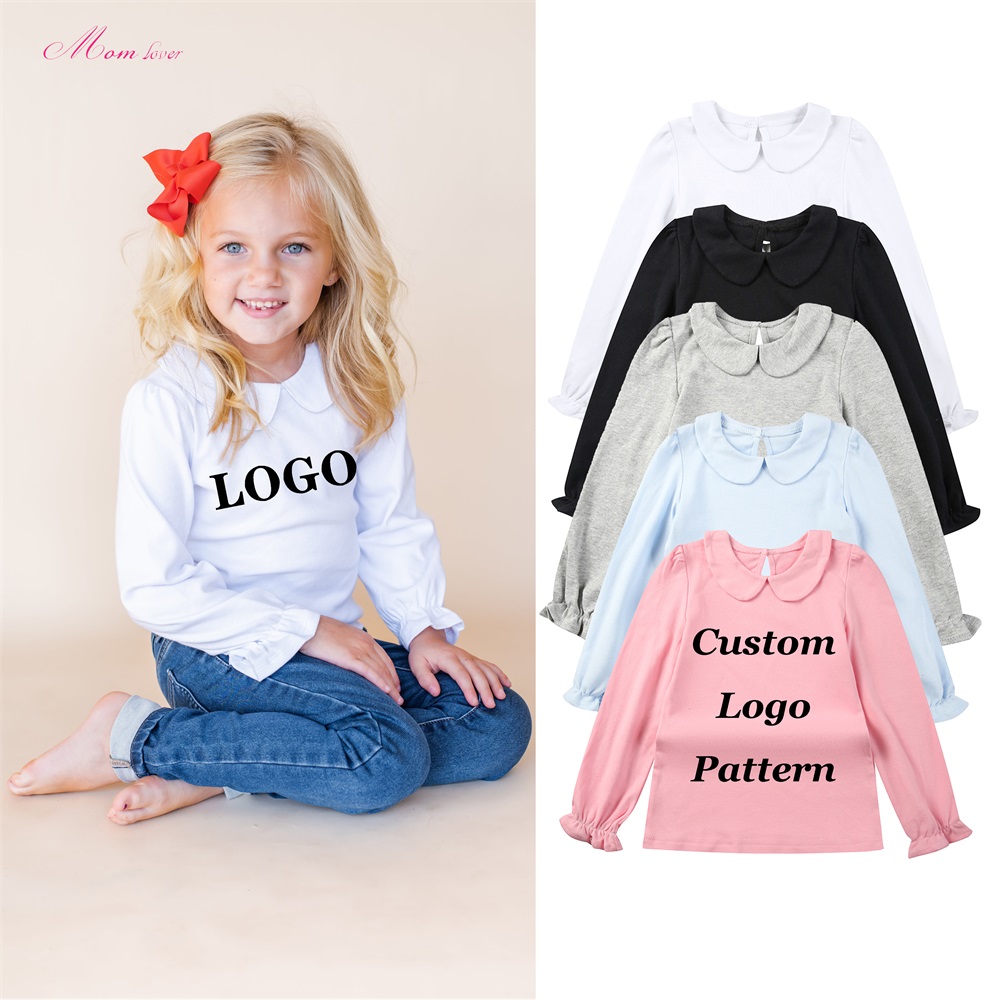 100% algodón peitado Peter Pan collar camisetas para nenos
