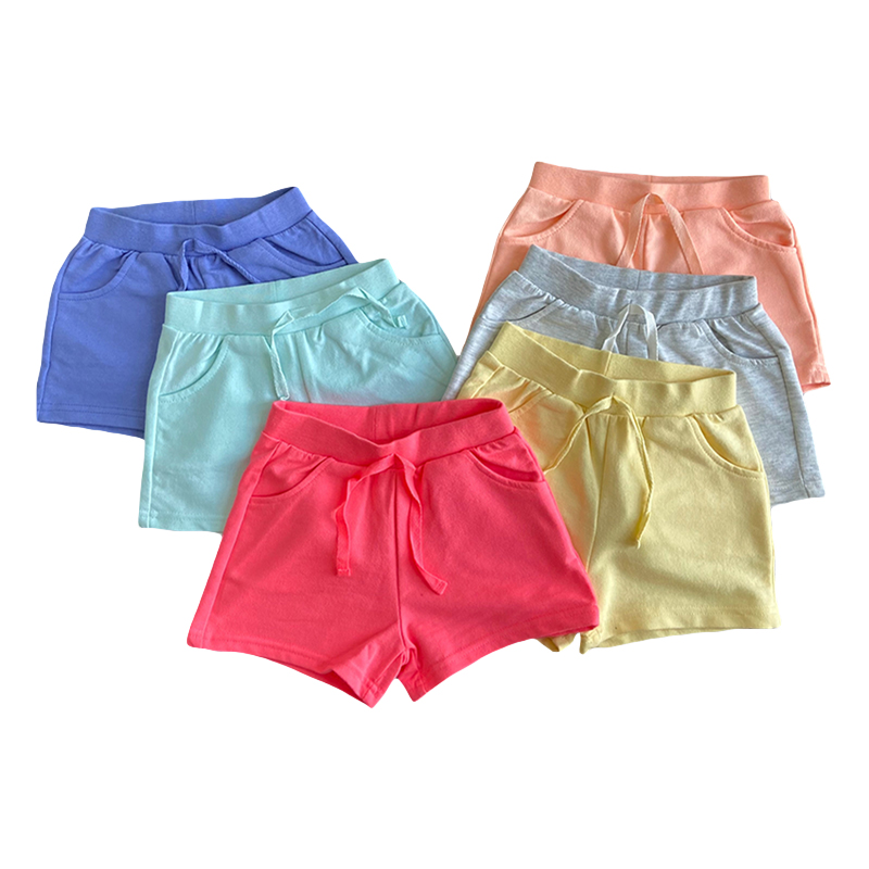 Cor sólida nenos algodón nenos nenas pantalóns curtos