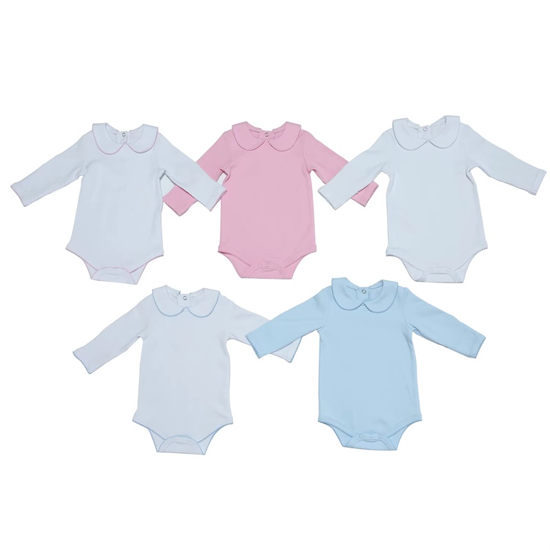 Ropa de bebé personalizada Picot Trim Baby Onesie-gl