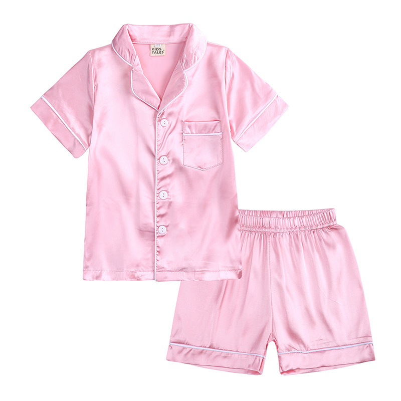 Soft Satin Kids’ Conxunto de pijamas de manga curta e pantalóns curtos